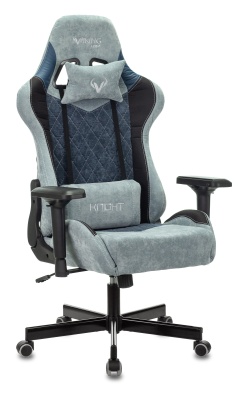 Кресло игровое Бюрократ VIKING 7 KNIGHT Fabric синий текстиль/эко.кожа с подголов. крестовина металл