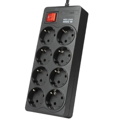 Filum Сетевой фильтр FL-SP8-3.0M-16, 4000 Вт., 8 розеток, шнур 3.0 м., черный {00-01095526}