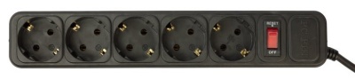 Сетевой фильтр PC Pet AP01006-E-B 1.8м (5 розеток) черный (пакет ПЭ)