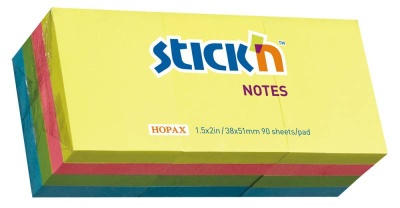 Блок самоклеящийся бумажный Stick`n 21532 38x51мм 100лист. 70г/м2 неон 4цв.в упак. без упаковки