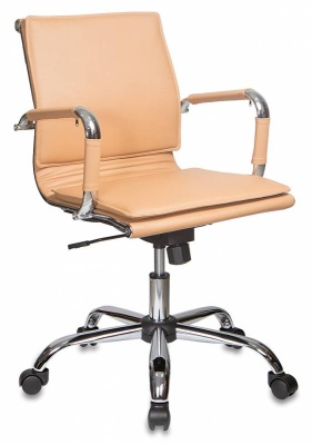 Кресло руководителя Бюрократ Ch-993-Low светло-коричневый искусственная кожа низк.спин. крестовина металл хром