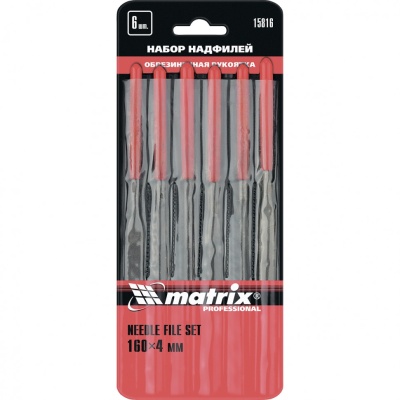 Набор надфилей, 160 х 4 мм, 6 шт., обрезиненные рукоятки