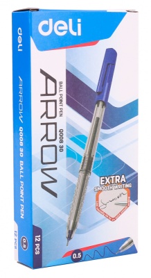 Ручка шариковая Deli EQ00830 Arrow 0.5мм прозрачный/синий синие чернила