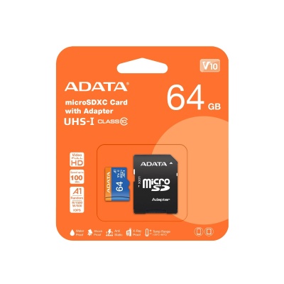 Флеш карта microSD 64GB A-DATA microSDXC Class 10 UHS-I A1 100/25 MB/s (SD адаптер)