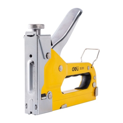 Степлеры, пистолеты, заклепочники Deli Мебельный степлер Deli DL1313 3-в-1. Для скоб 4-14мм D/U/T-типов. 0,6 кг. Полностью стальная конструкция