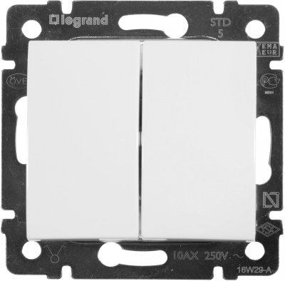 Выключатель Legrand Valena скрыт. 2кл. IP20 белый (774405)