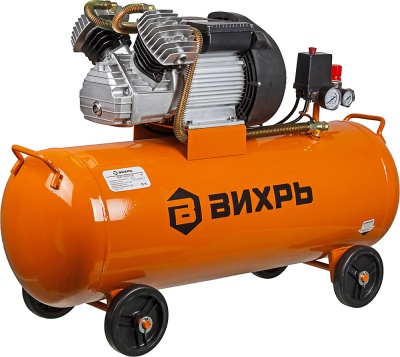 Компрессор поршневой Вихрь КМП-400/100 масляный 400л/мин 100л 2500Вт оранжевый