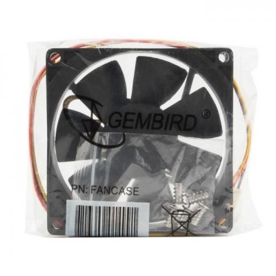 Вентилятор Gembird FANCASE 80x80x25, втулка, 3 pin, провод 30 см {100}