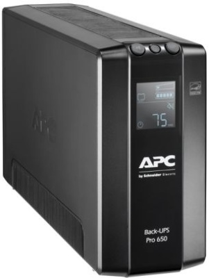 Источник бесперебойного питания Back-UPS Pro BR 650VA, 390 Вт, ЖК-интерфейс, автоматическое регулирование напряжения, защита от перенапряжения линий Ethernet и DSL / Fax / Modem, USB или последовательное соединение, 6 батарей резервного питания IEC320 C13