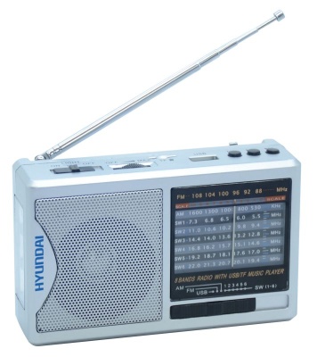 Радиоприемник портативный Hyundai H-PSR160 серебристый USB microSD