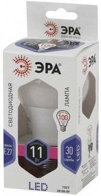 Лампа светодиодная Эра A60-11W-860-E27 11Вт цок.:E27 груша 220B 6000K св.свеч.бел.хол. A60 (упак.:3шт) (Б0031394)