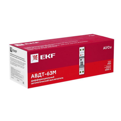 EKF DA63M-10-30 Дифференциальный автомат АВДТ-63М 10А/30мА (1мод., хар.C, электронный тип AC) 6кА EKF PROxima