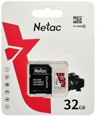 Носитель информации Netac P500 ECO 32GB MicroSDHC C10 up to 80MB/s, retail pack with SD Adapter (NT02P500ECO-032G-R)