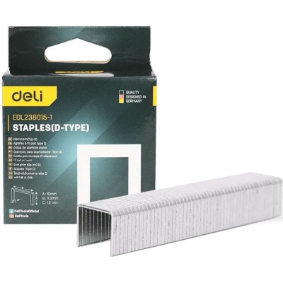 Набор скоб для степлера 1000 шт (Тип D) Deli DL238015-1 (10 х 11,3 х 1,2мм)