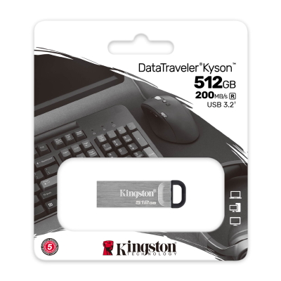 Флеш Диск Kingston 512Gb DataTraveler KYSON <DTKN/512GB>, (USB 3.2, 200 МБ/с при чтении, 60 МБ/с при