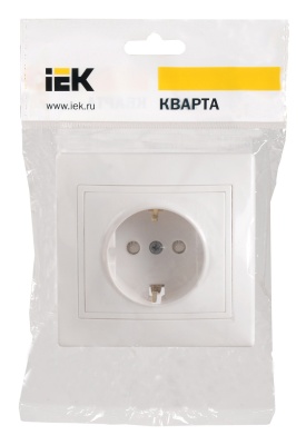 Розетка силовая IEK Кварта (ERK11-K01-16-DM) скрыт. зазем. штор. IP20 белый (упак.:1шт)