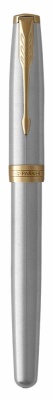 Ручка перьевая Parker Sonnet Core F527 (1931504) Stainless Steel GT F перо сталь нержавеющая/позолота подар.кор.