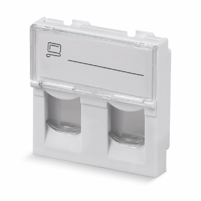 Rexant (03-0162) Вставка Mosaic 45x45, на 2 порта с прозрачной шторкой и увеличенным окном маркировки, белая