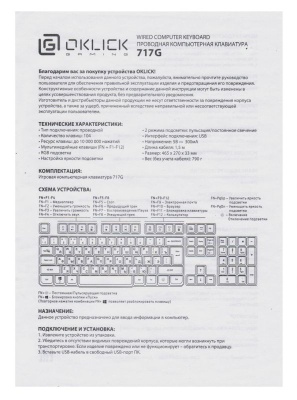 Клавиатура Оклик 717G BLACK DEATH черный/серый USB Multimedia for gamer LED