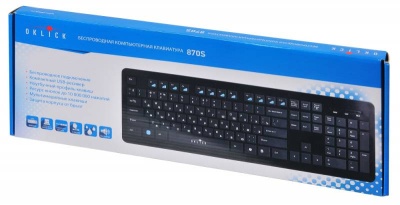 Клавиатура Оклик 870S черный USB беспроводная slim Multimedia