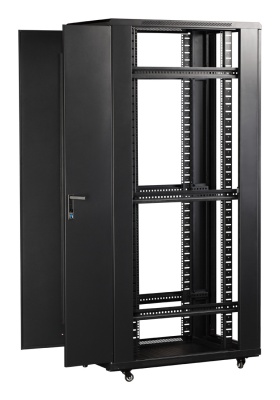 Шкаф серверный Lanmaster (TWT-CBB-22U-6X8-G1) напольный 22U 600x800мм пер.дв.стекл задн.дв.двуст. 2 бок.пан. 800кг черный IP20