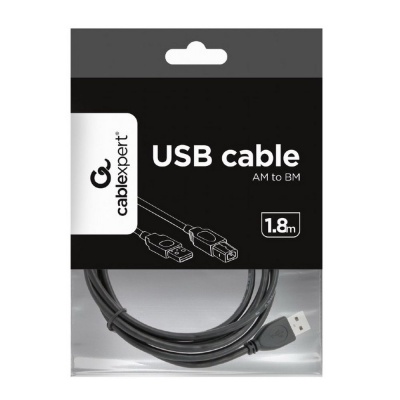 Кабель Cablexpert Кабель USB 2.0 Pro Cablexpert CCF-USB2-AMBM-6, AM/BM, 1.8м, экран, феррит.кольцо, черный, пакет
