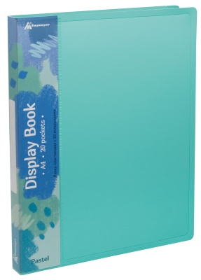 Папка с 20 прозр.вклад. Бюрократ Pastel PAST20GRN A4 пластик 0.5мм торц.карм с бум. встав мятный