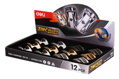 Точилка для карандашей ручная Deli ER01700 1 отверстие металл ассорти дисплей