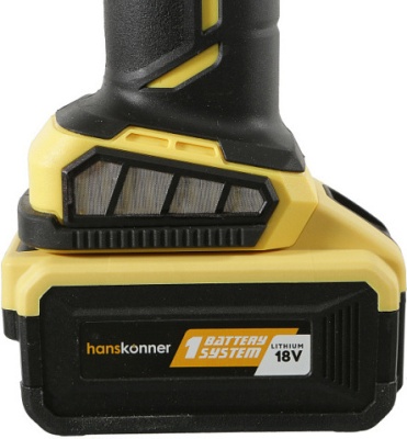 Hanskonner HAG18125BL машина углошлифовальная аккумуляторная Hanskonner, 18 В,125 мм, пл.пуск, OneBat [HAG18125BL]