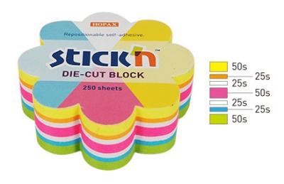 Блок самоклеящийся бумажный Stick`n 21833 67x67мм 250лист. неон ассорти "цветок"