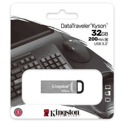 Флеш Диск Kingston 64Gb DataTraveler Kyson DTKN/64GB USB3.1 серебристый/черный