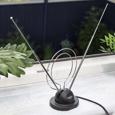 ТB антенна комнатная телескопическая на подставке «Усы + кольцо», RX-100  REXANT