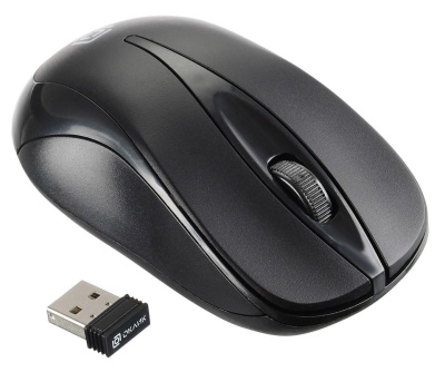 Мышь Оклик 675MW черный оптическая (800dpi) беспроводная USB (2but)