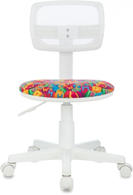 Кресло детское Бюрократ CH-W299 белый TW-15 сиденье мультиколор алфавит сетка/ткань крестов. пластик пластик белый