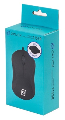 Мышь Оклик 115SR черный оптическая (1000dpi) USB для ноутбука (2but)