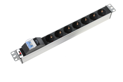 Блок розеток Rem-16 с авт. 16 А, 7 Schuko, алюм., 19", колодка (R-16-7S-A-440-K)