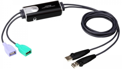 Переключатель сигналов клавиатуры и мыши ATEN 2-Port USB Boundless Cable KM Switch (CS62KM-AT)