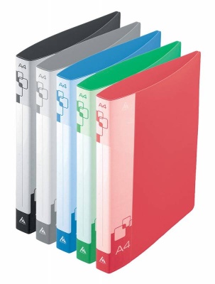 Папка на 4-х D-кольцах Бюрократ -0840/4DBLU A4 пластик 0.8мм кор.40мм внутр. с вставкой синий