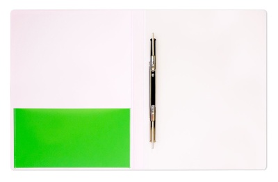 Папка метал.пруж.скоросш. Бюрократ Double Neon DNE07PLETT A4 пластик 0.7мм кор.27мм карм.прод.внут. салатовый