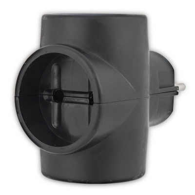 REXANT 11-1076 Тройник электрический 6А без заземления, черный