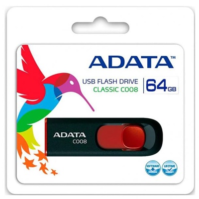 Флэш-накопитель USB2 64GB BLACK/RED AC008-64G-RKD ADATA