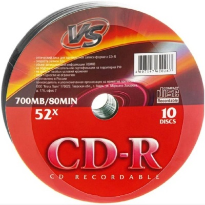 Диски VS CD-R 80 52x Shrink/10