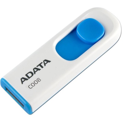 16GB ADATA C008 USB Flash [AC008-16G-RWE] USB 2.0, White/Blue, RTL (609642)