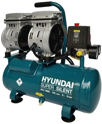 Компрессор поршневой Hyundai HYC 1406S безмасляный 140л/мин 6л 750Вт