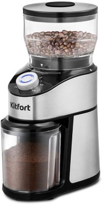 Кофемолка Kitfort KT-744 сист.помол.:жернова вместим.:160гр черный