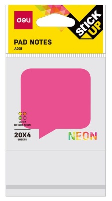 Закладки самокл. бумажные Deli EA03102 76х76мм 1цв.в упак. 20лист неон