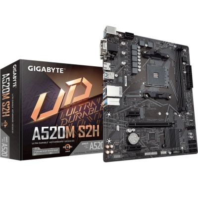 Материнская плата Gigabyte A520M S2H Soc-AM4 AMD A520 2xDDR4 mATX AC`97 8ch(7.1) GbLAN RAID+VGA+DVI+HDMI