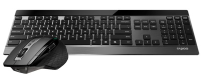 Клавиатура + мышь Rapoo 9900M BLACK клав:черный мышь:черный USB беспроводная Bluetooth/Радио slim (19354)