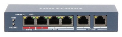 Коммутатор Hikvision DS-3E0106HP-E 4x100Mb 2PoE+ 60W неуправляемый