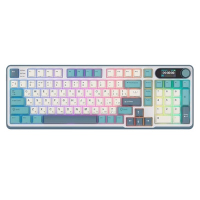 Полноразмерная (96%) механическая клавиатура Royal Kludge RK-S98 - 3 типа подключения, 98 клавиш, Top Mount, профиль PBT Cherry, цвет Light Cloud, переключатели RK Brown